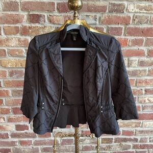 White House Black Market Black Eyelet Peplum Jacket